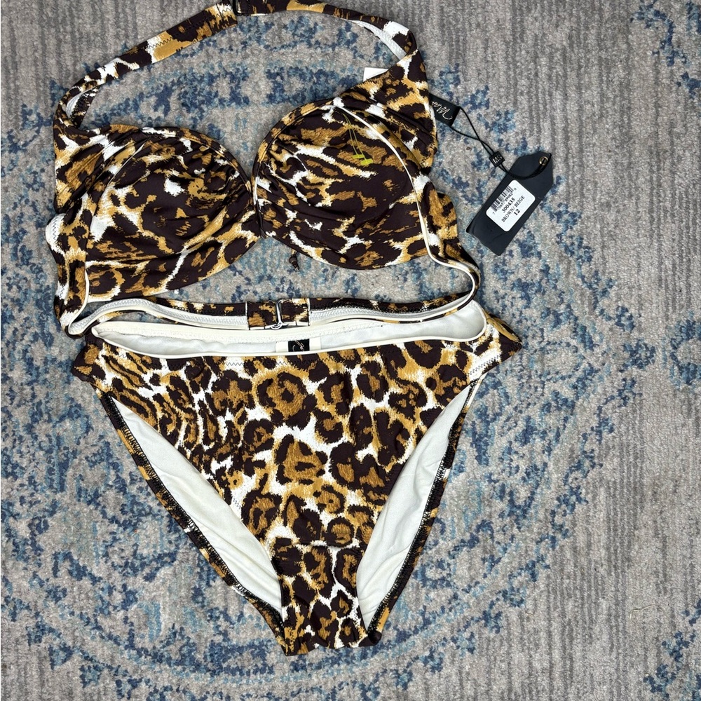 Ras Brown and White Leopard Bikini